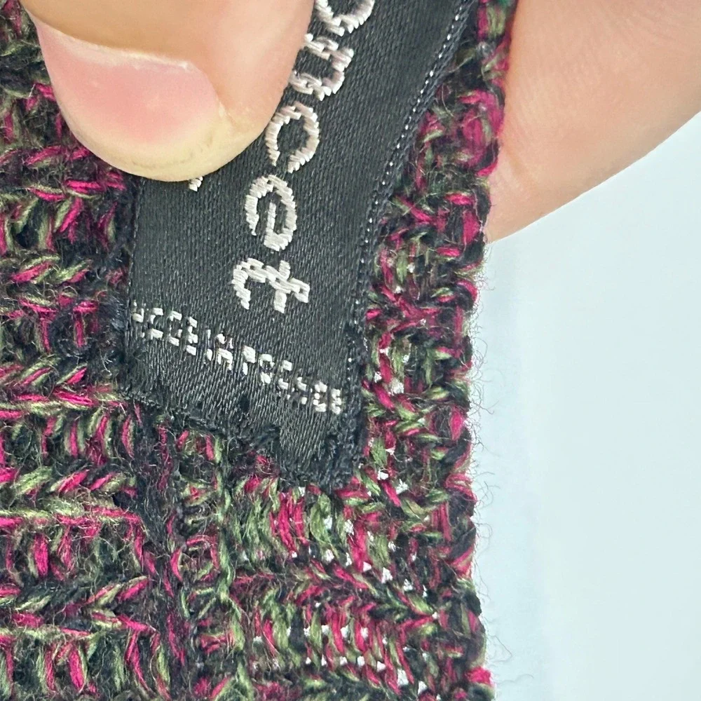 Magdeleine Poncet Vintage 70s French Knit Vest S M Gold Hardware Boho Retro